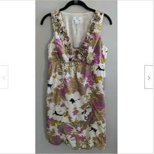 LOFT Sleeveless Dress Floral Silk Blend Womens Size 4P